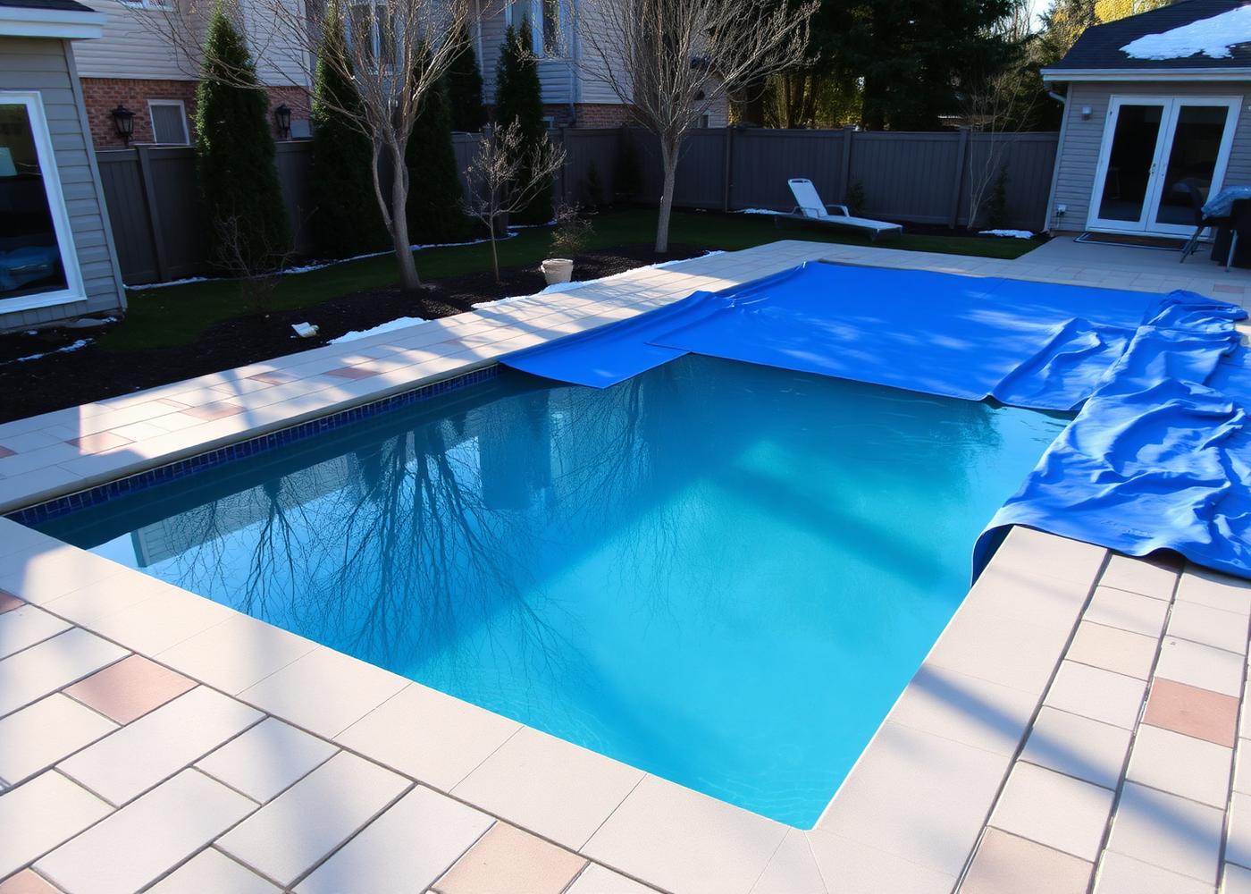 Piscine creusée au début du printemps